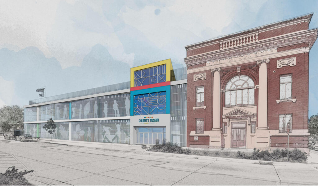 An artist's rendering of what the exterior of the future Children's Museum of Rock County might look like.